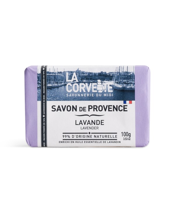 La Corvette Organic Lavender Soap 100g - Provence Soap with 100% Plant-Based Oils and Lavender Scent