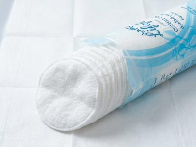 cotton pads on white