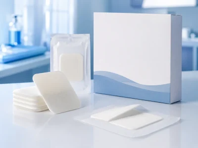 sterile medical dressing setup on reflective surface